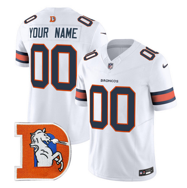 Men's Denver Broncos ACTIVE PLAYER Custom White 2024 F.U.S.E. V2 Throwback Vapor Limited Stitched Football Jersey